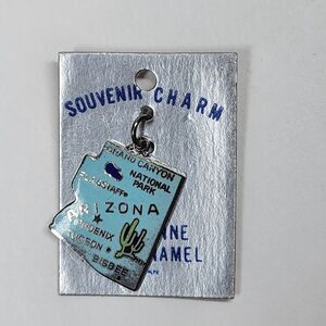 Arizona State Enamel Cloisonne Silvertone Blue Charm Vintage Japan AZ